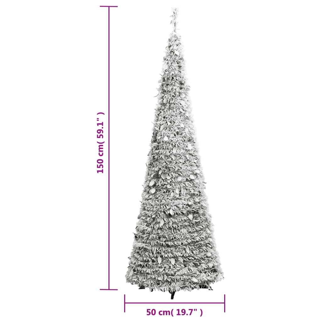 vidaXL Artificial Christmas Tree Pop-up Flocked Snow 100 LEDs 150 cm