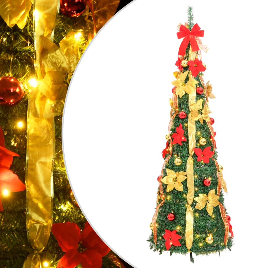 vidaXL Artificial Christmas Tree Pop-up 100 LEDs Green 150 cm