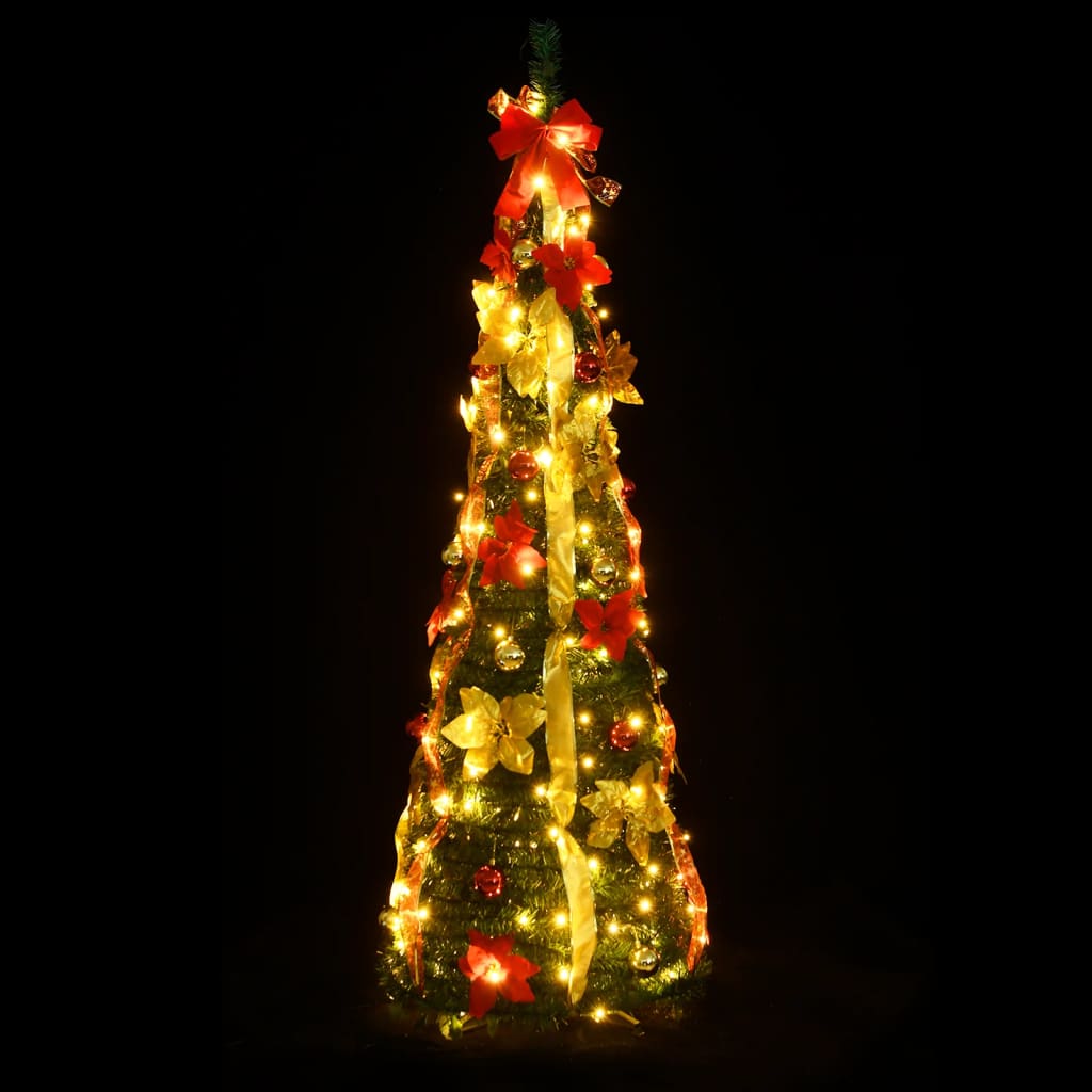 vidaXL Artificial Christmas Tree Pop-up 100 LEDs Green 150 cm