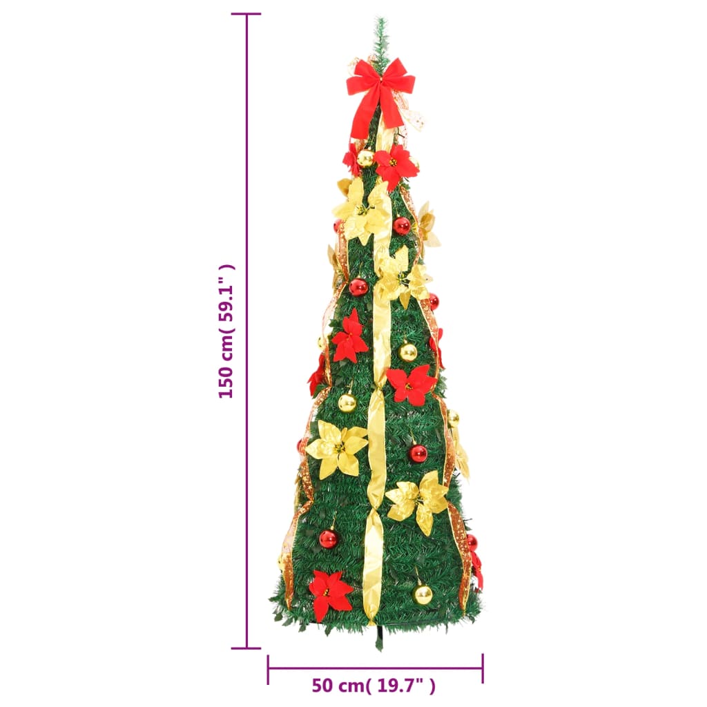 vidaXL Artificial Christmas Tree Pop-up 100 LEDs Green 150 cm