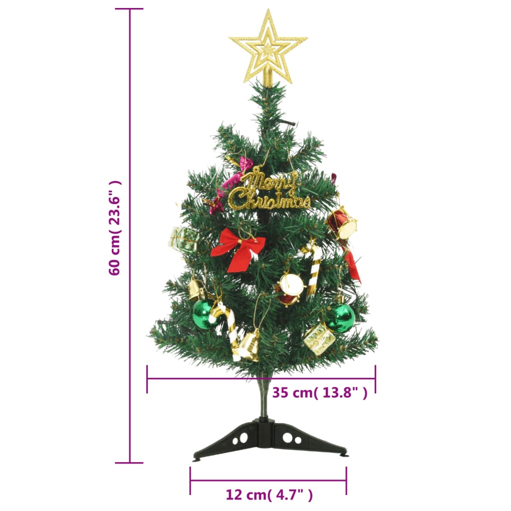 vidaXL Mini Artificial Pre-lit Christmas Tree with 30 LEDs Green 60 cm