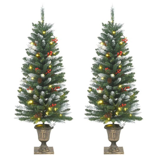 vidaXL Artificial Christmas Trees 2 pcs 100 LEDs Green and White 120 cm