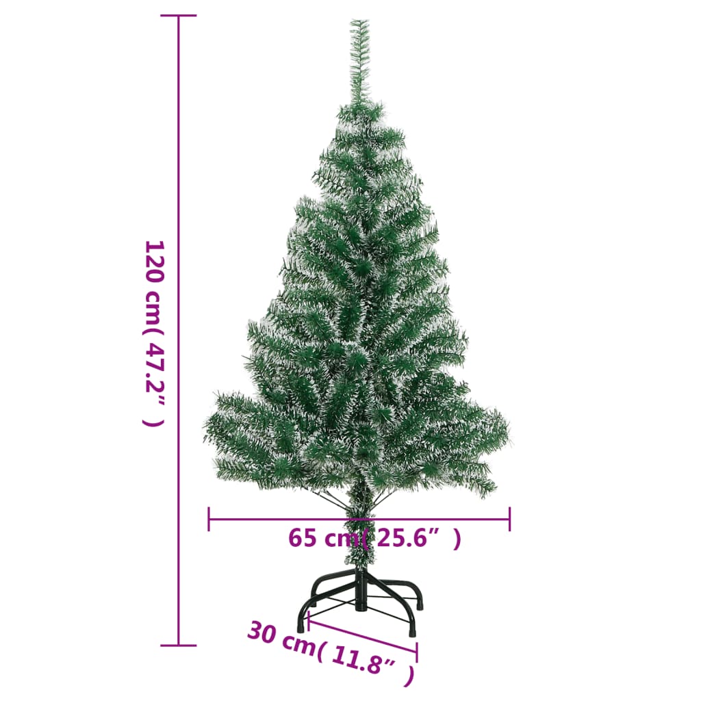 vidaXL Artificial Christmas Tree with Flocked Snow Green 120 cm