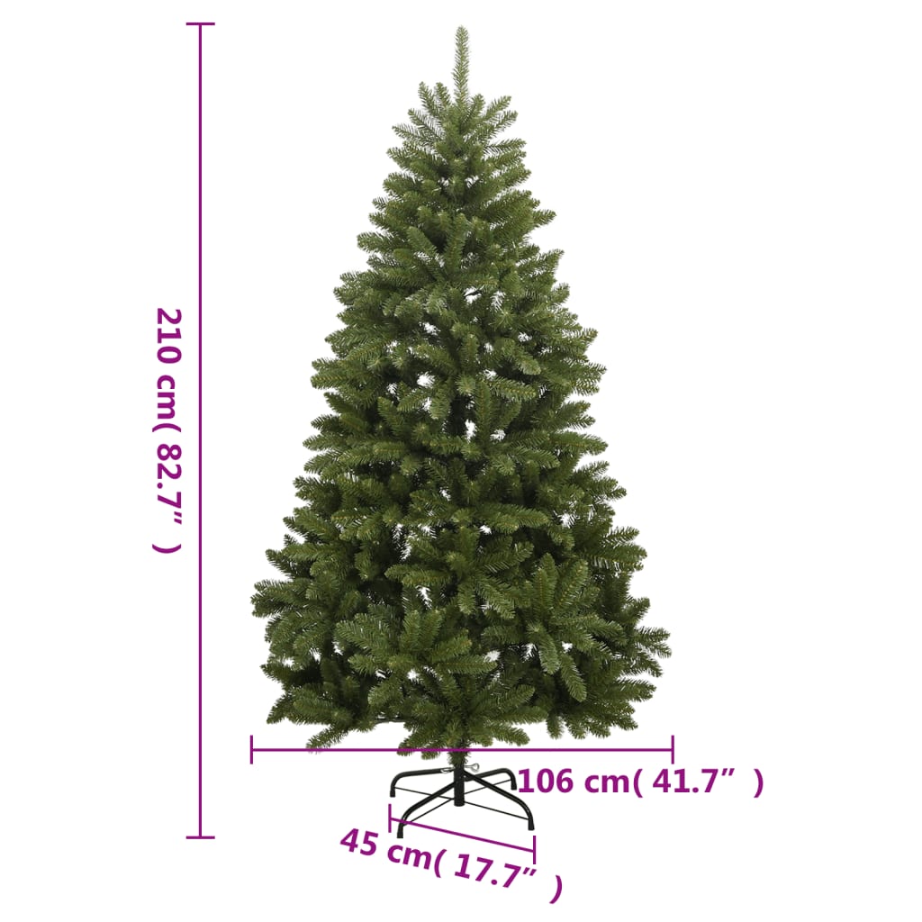 vidaXL Artificial Hinged Christmas Tree with Stand Green 210 cm