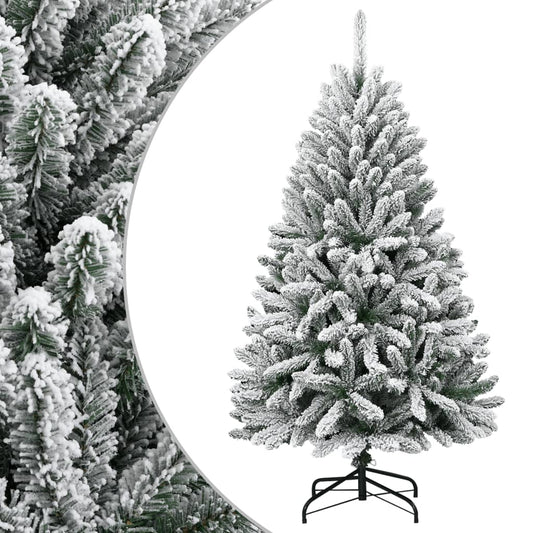 vidaXL Artificial Hinged Christmas Tree with Flocked Snow 150 cm