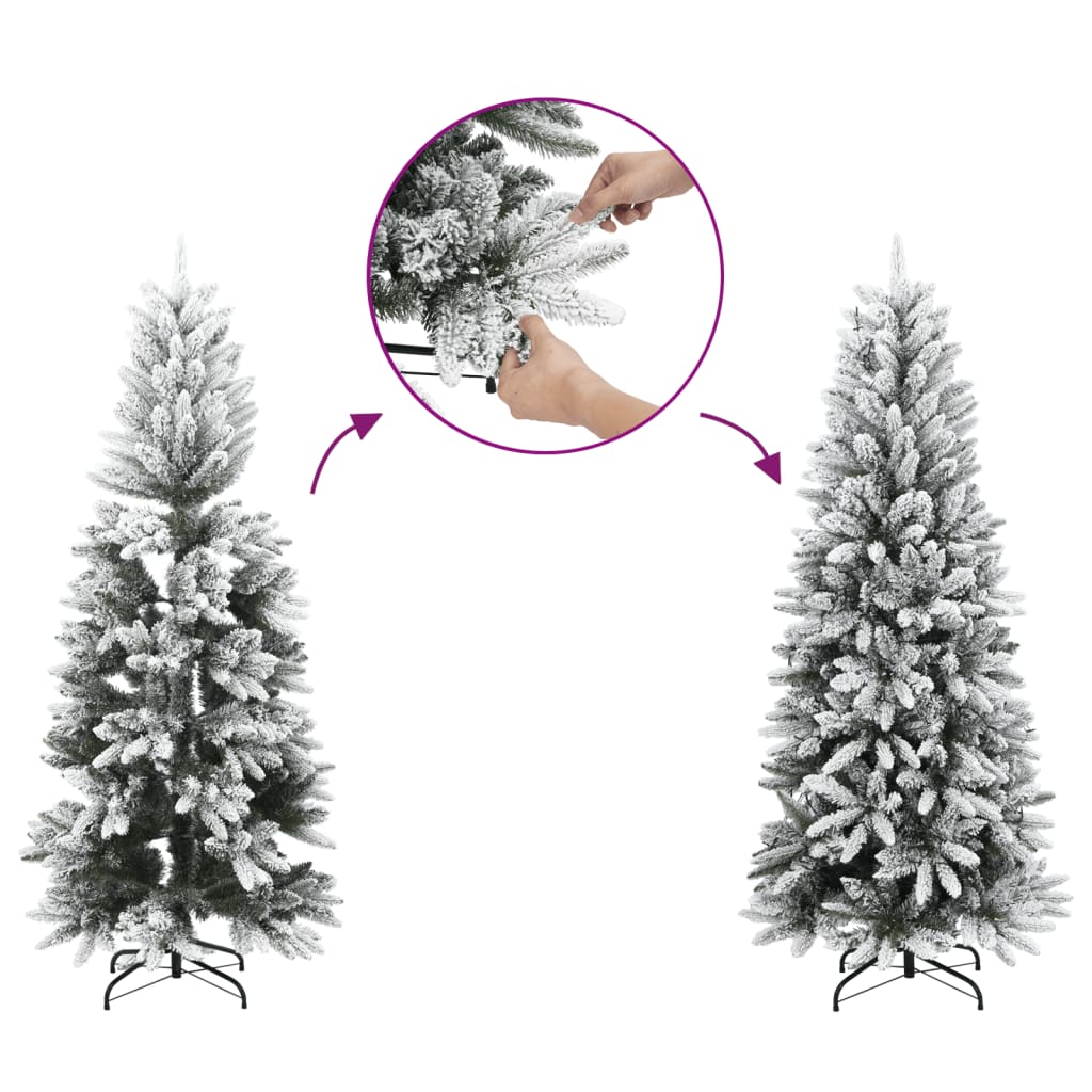 vidaXL Artificial Hinged Christmas Tree with Flocked Snow 150 cm