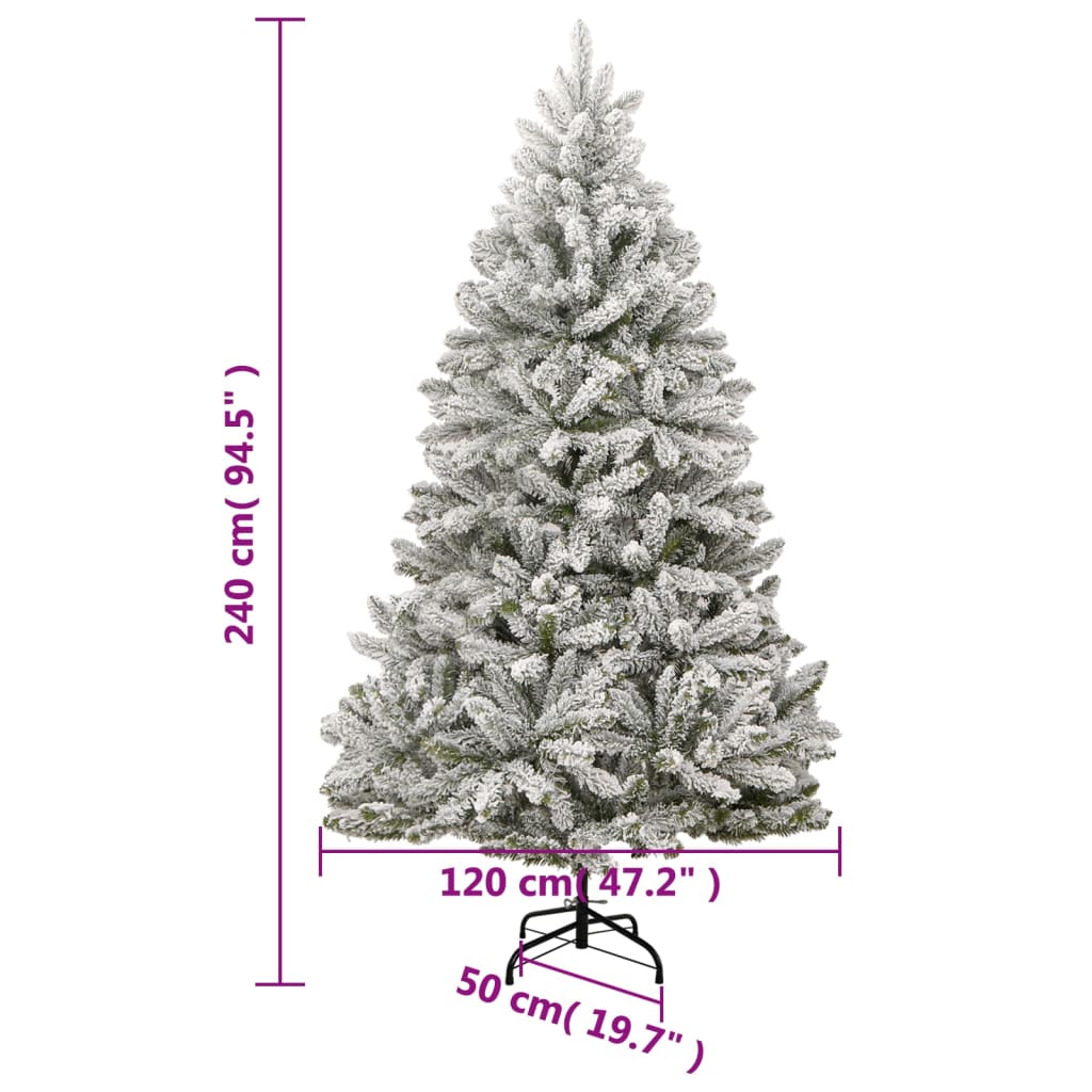 vidaXL Artificial Hinged Christmas Tree with Flocked Snow 240 cm