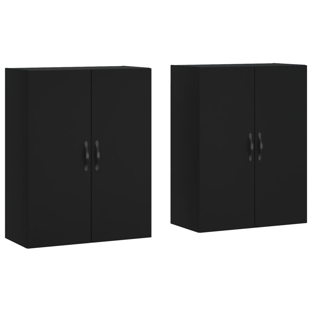 vidaXL Wall Mounted Cabinets 2 pcs Black Engineered Wood