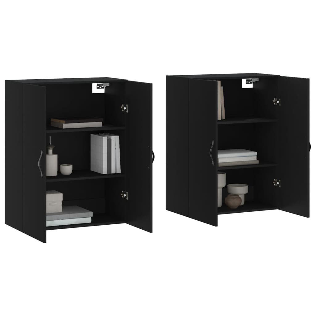 vidaXL Wall Mounted Cabinets 2 pcs Black Engineered Wood