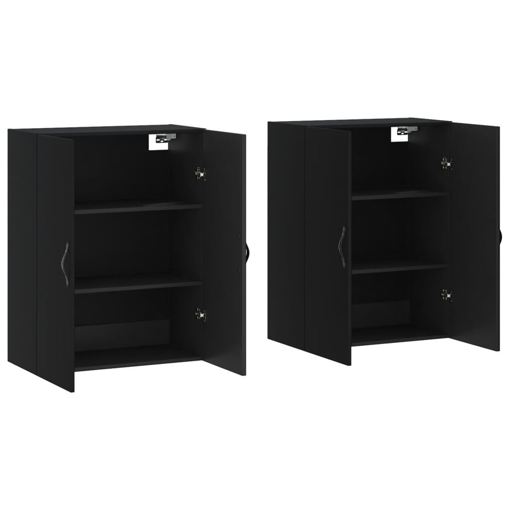 vidaXL Wall Mounted Cabinets 2 pcs Black Engineered Wood