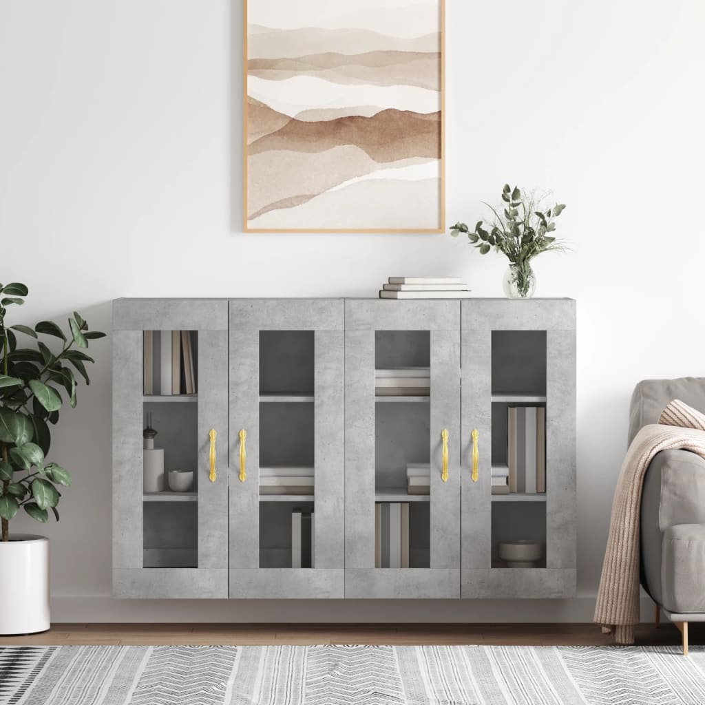 Wall Mounted Cabinets 2 pcs Concrete Grey Engineered Wood