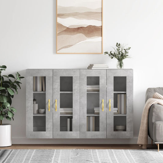 Wall Mounted Cabinets 2 pcs Concrete Grey Engineered Wood