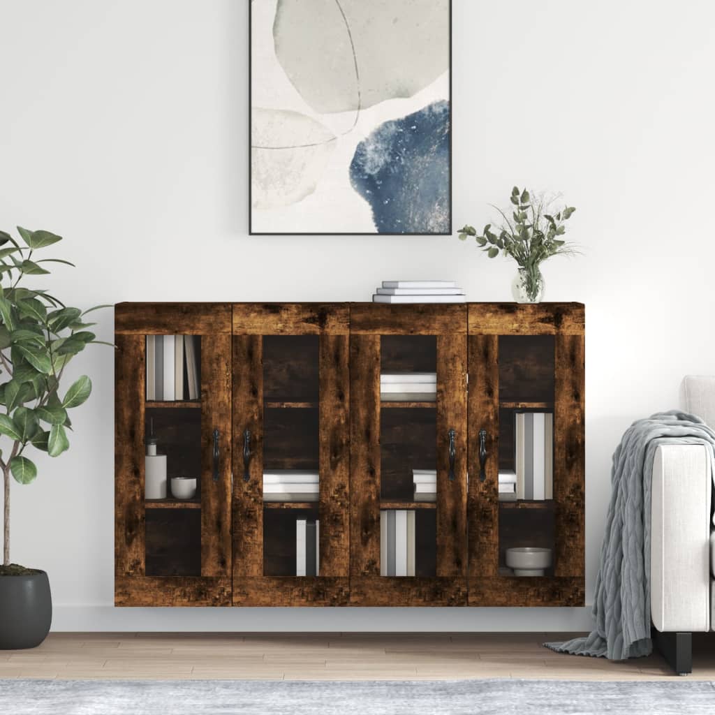 Wall Mounted Cabinets 2 pcs Smoked Oak Engineered Wood