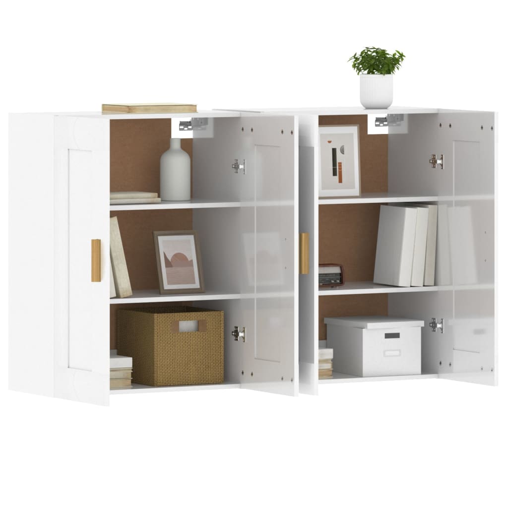 vidaXL Wall Mounted Cabinets 2 pcs High Gloss White Engineered Wood