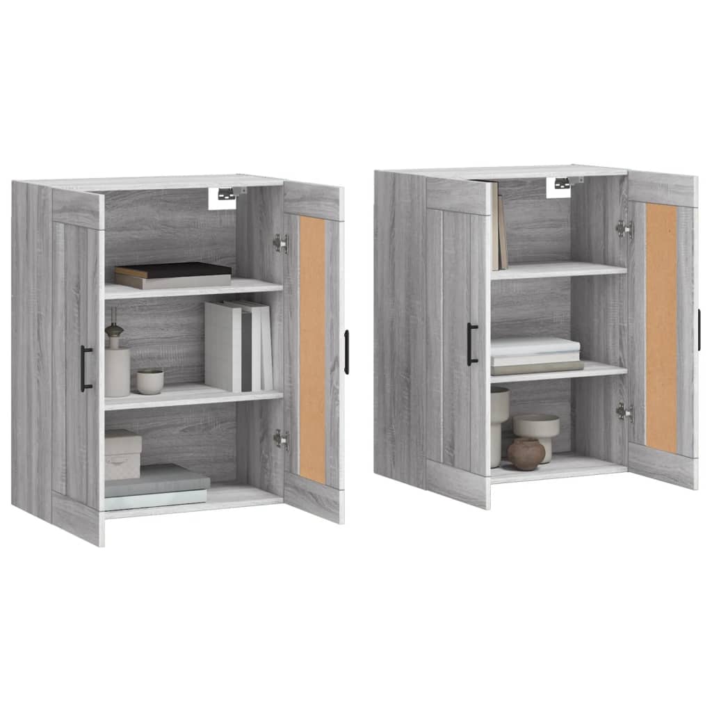 vidaXL Wall Mounted Cabinets 2 pcs Grey Sonoma Engineered Wood