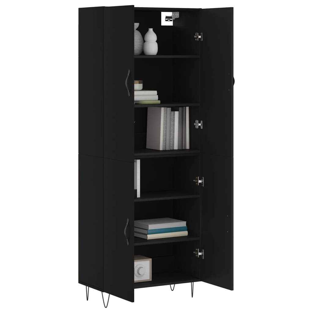 vidaXL Highboard Black 69.5x34x180 cm Engineered Wood