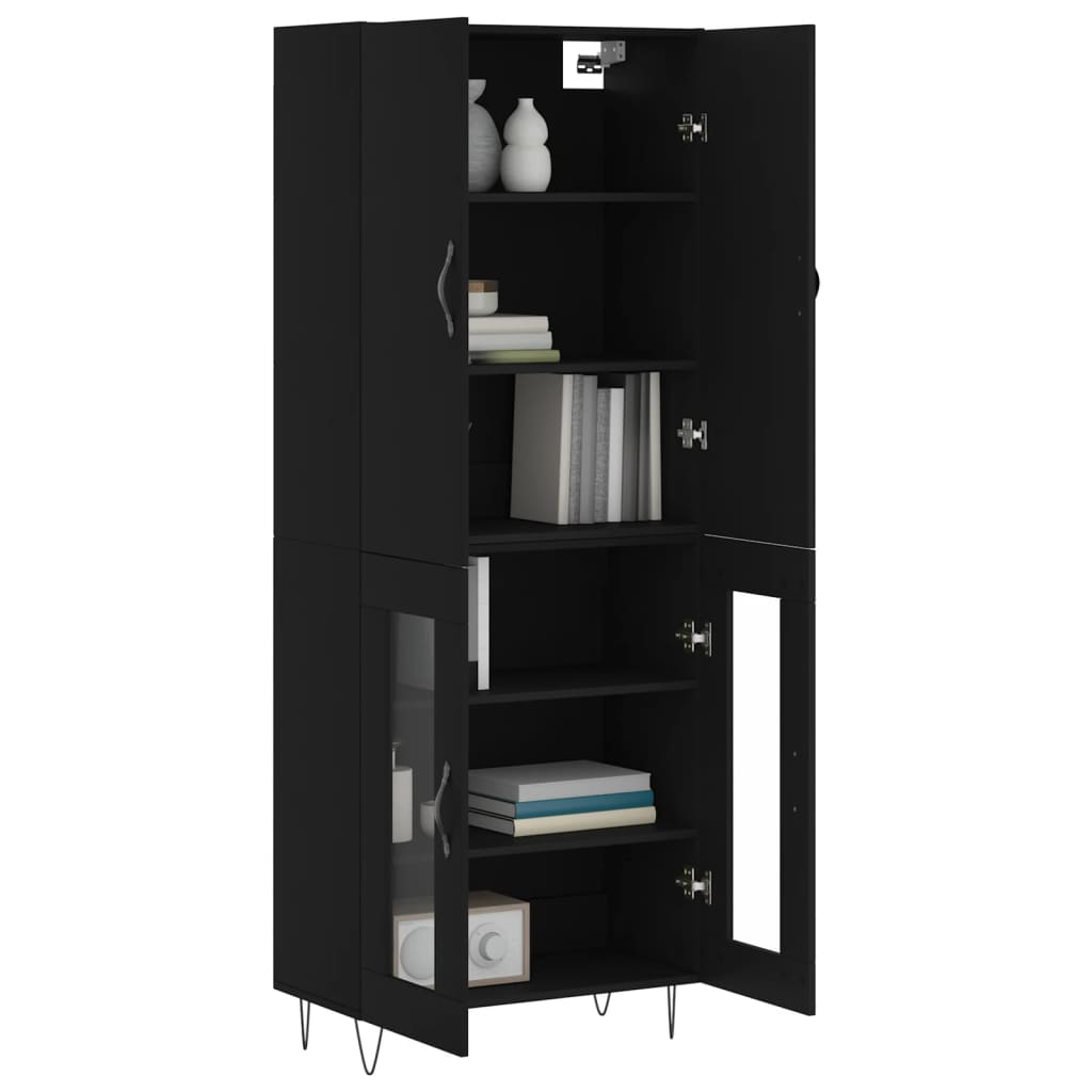 vidaXL Highboard Black 69.5x34x180 cm Engineered Wood