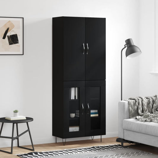 vidaXL Highboard Black 69.5x34x180 cm Engineered Wood