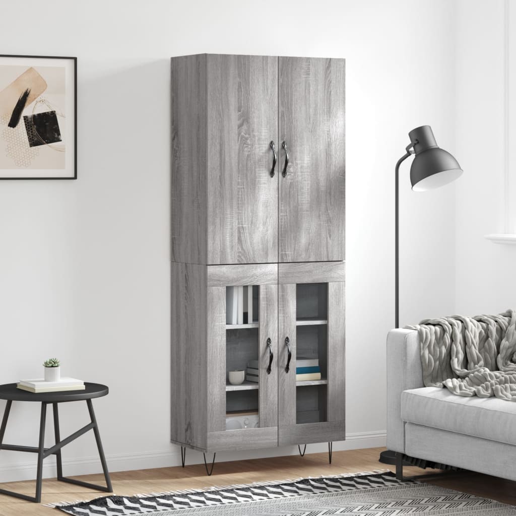 Highboard Grey Sonoma 69.5x34x180 cm Engineered Wood