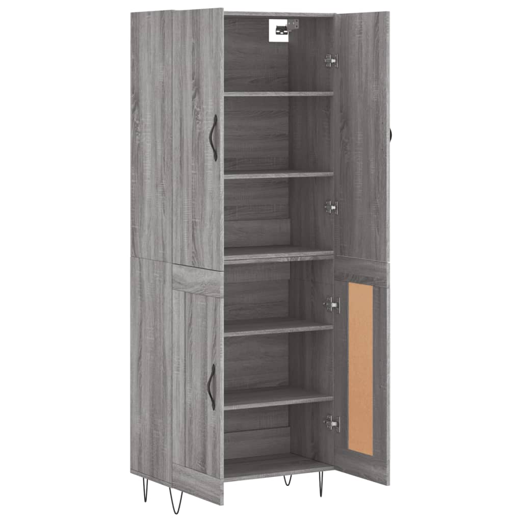 Highboard Grey Sonoma 69.5x34x180 cm Engineered Wood