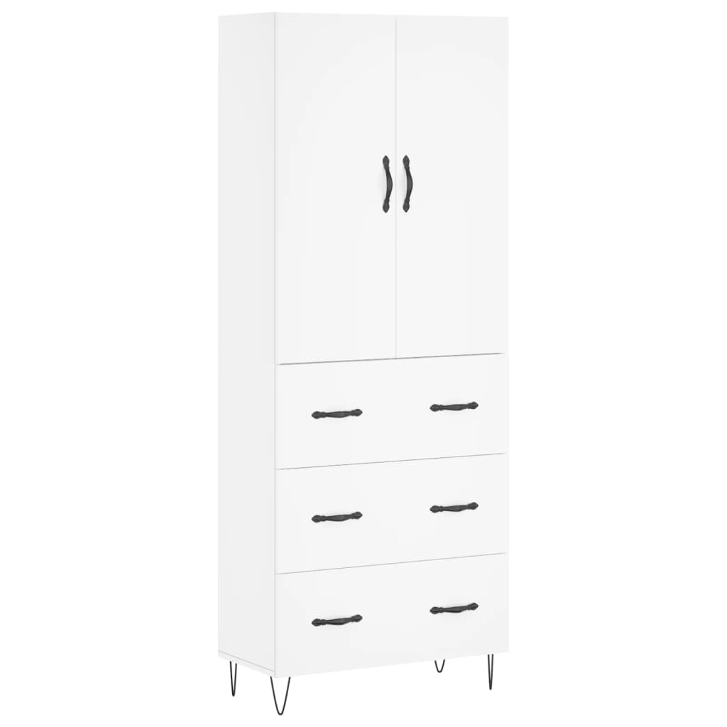 Highboard White 69,5x34x180 cm Engineered Wood