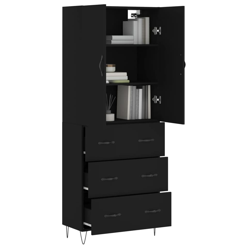 vidaXL Highboard Black 69.5x34x180 cm Engineered Wood