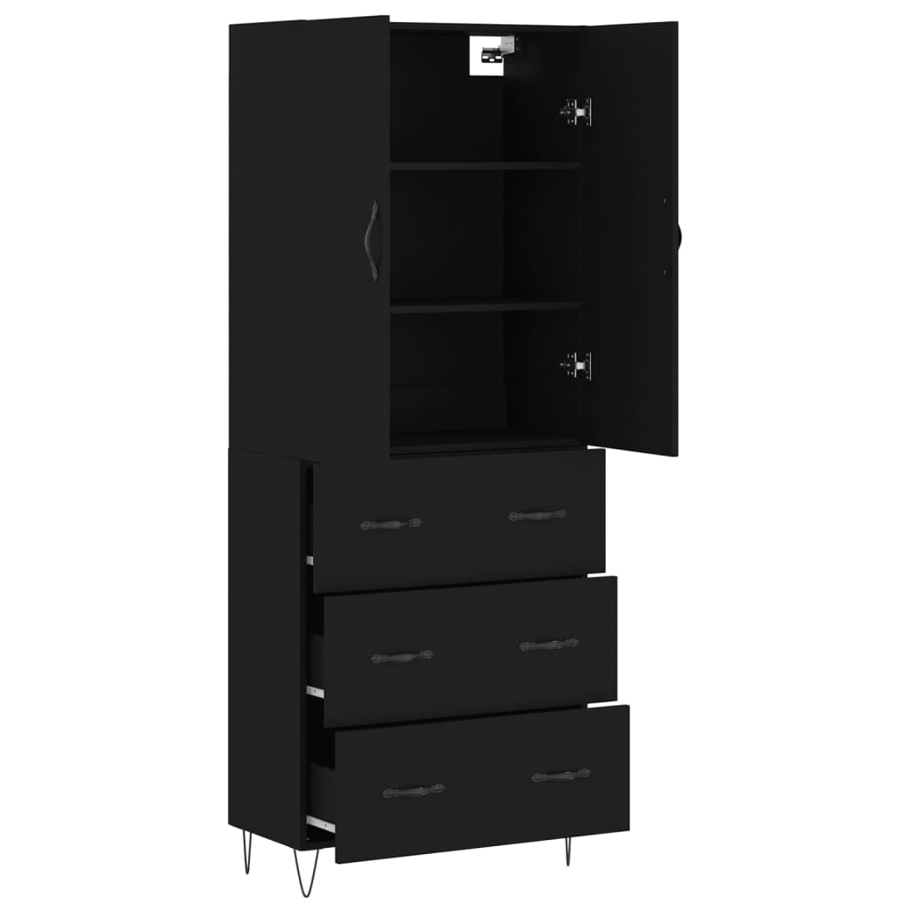 vidaXL Highboard Black 69.5x34x180 cm Engineered Wood