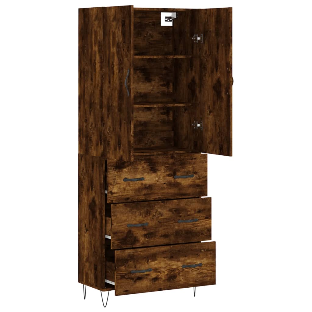 Highboard Smoked Oak 69,5x34x180 cm Engineered Wood