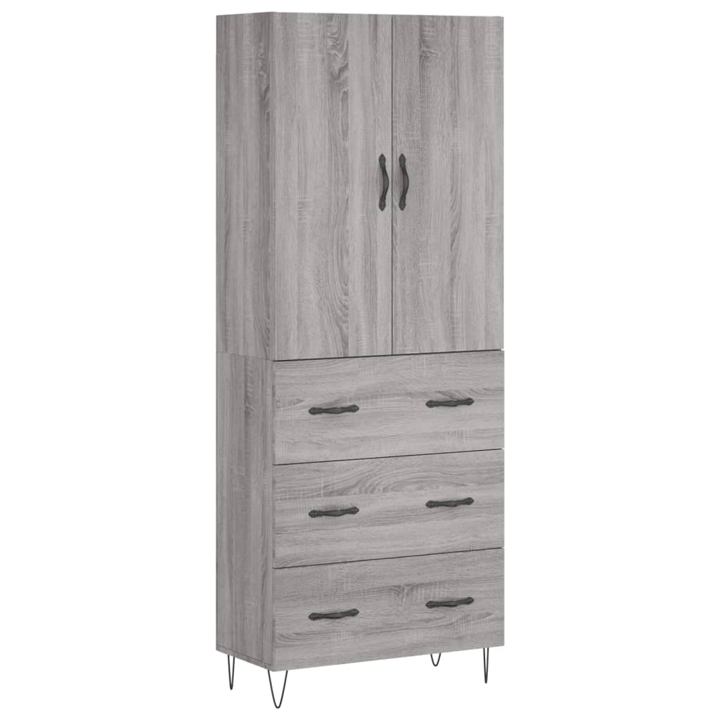 Highboard Grey Sonoma 69.5x34x180 cm Engineered Wood