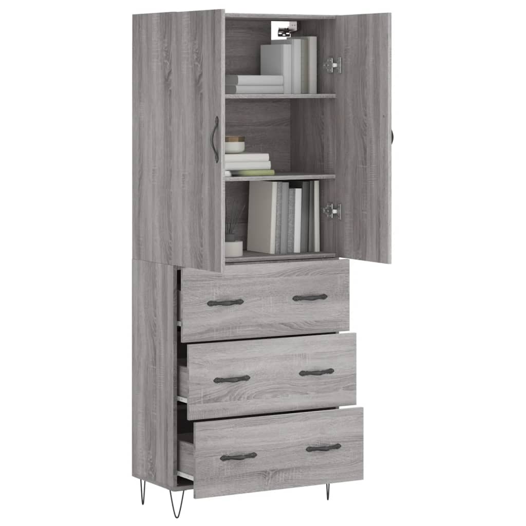 Highboard Grey Sonoma 69.5x34x180 cm Engineered Wood