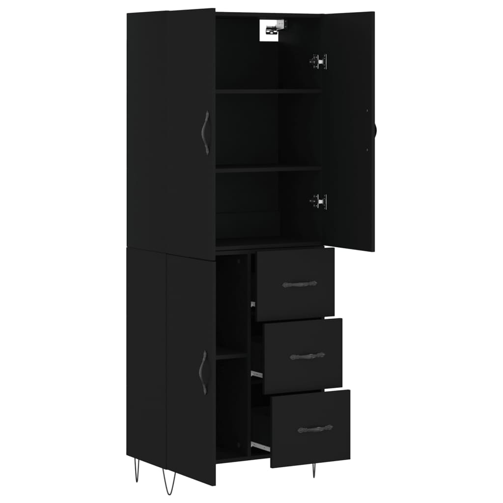 vidaXL Highboard Black 69.5x34x180 cm Engineered Wood