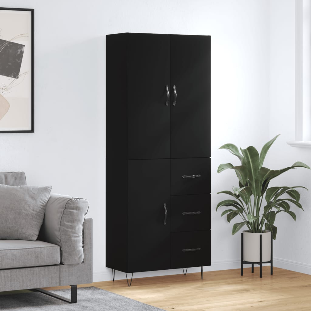 vidaXL Highboard Black 69.5x34x180 cm Engineered Wood