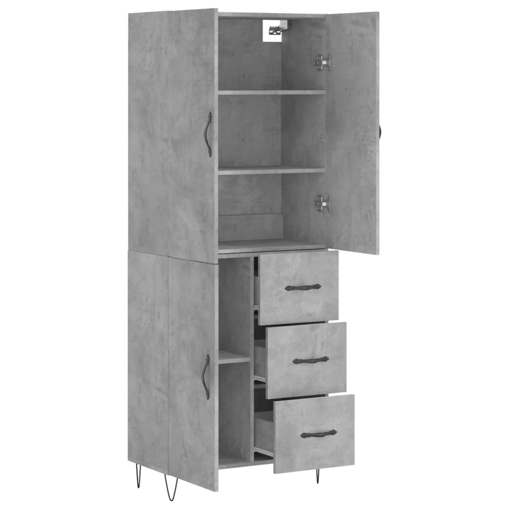 Highboard Concrete Grey 69,5x34x180 cm Engineered Wood