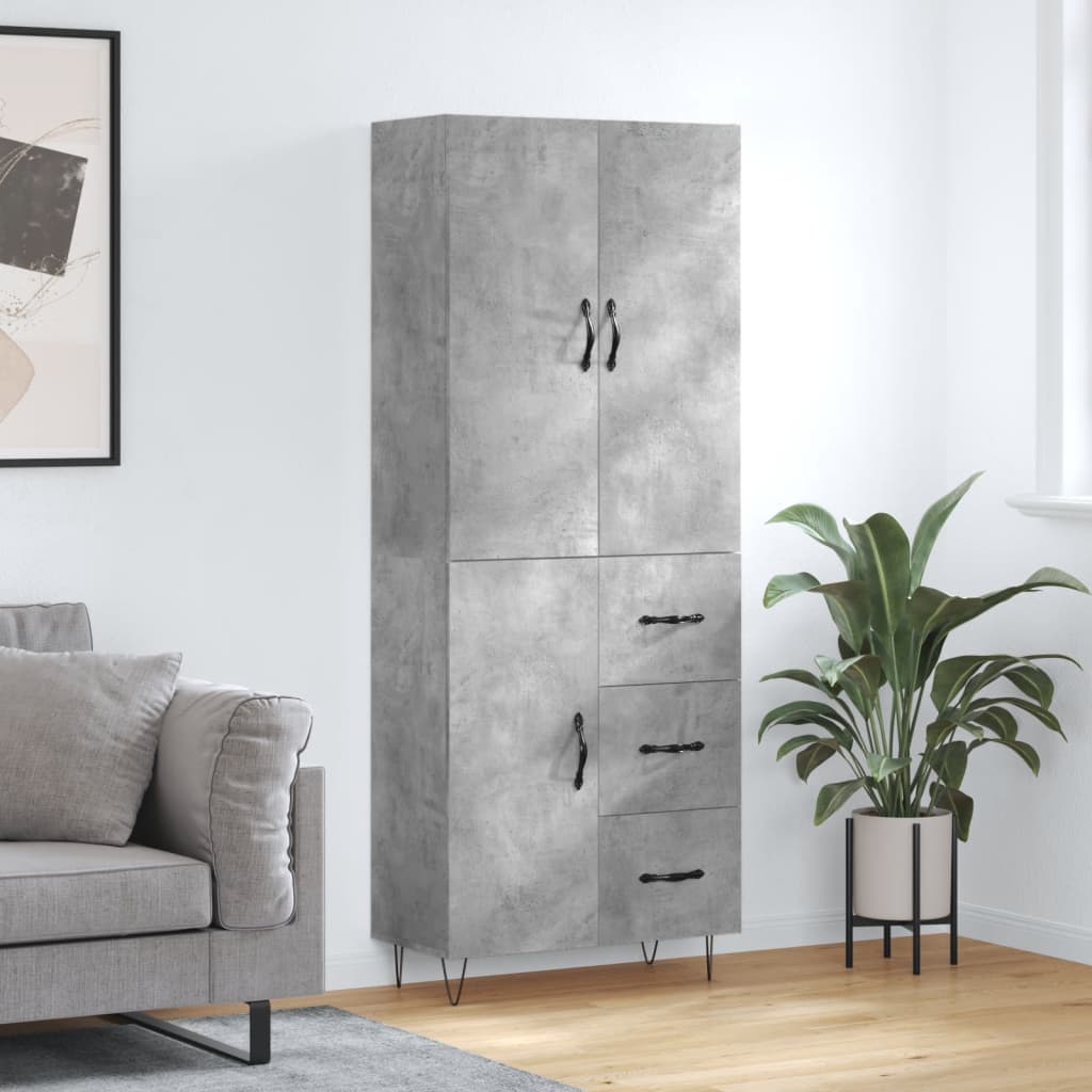 Highboard Concrete Grey 69,5x34x180 cm Engineered Wood