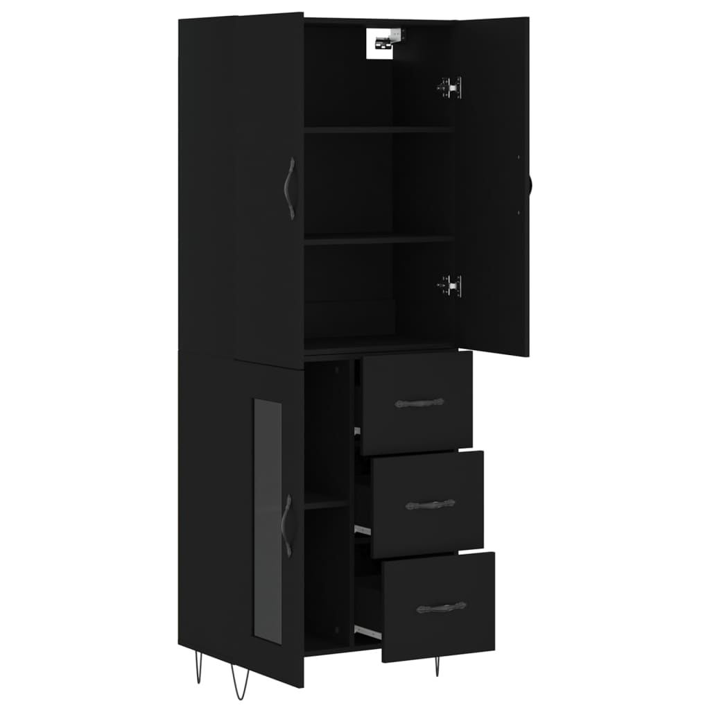 vidaXL Highboard Black 69.5x34x180 cm Engineered Wood