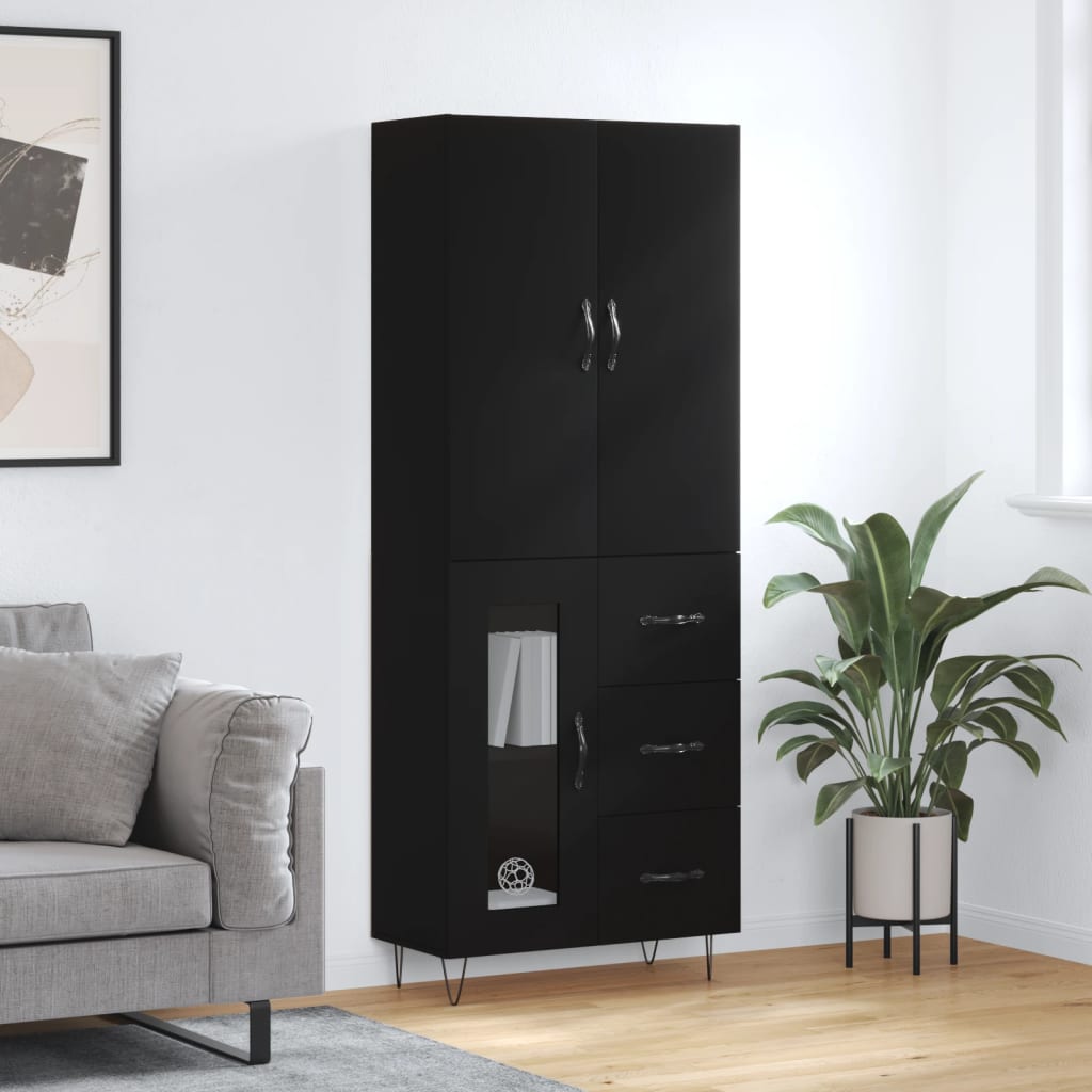 vidaXL Highboard Black 69.5x34x180 cm Engineered Wood