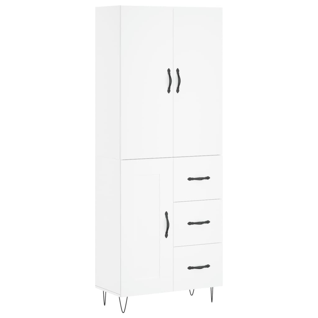 Highboard White 69,5x34x180 cm Engineered Wood