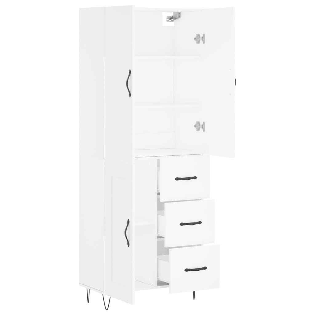 Highboard White 69,5x34x180 cm Engineered Wood