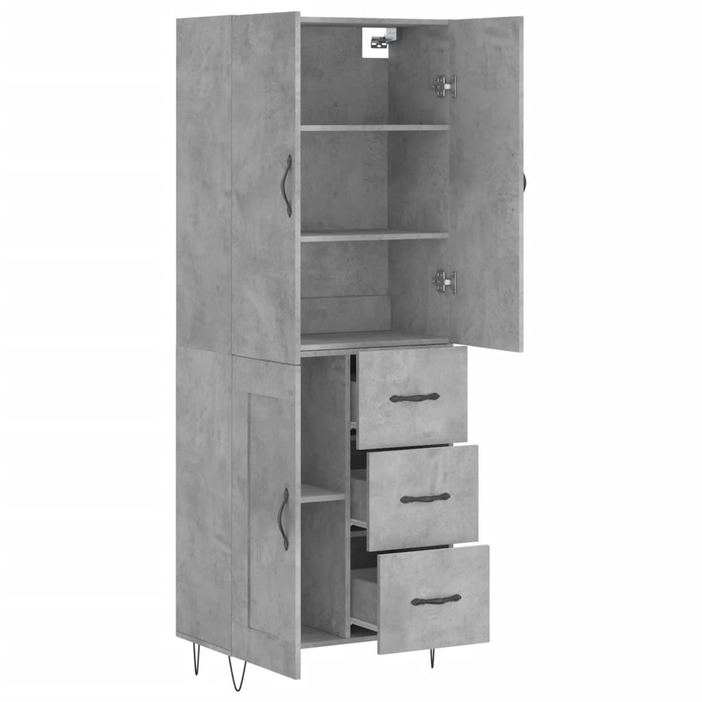 Highboard Concrete Grey 69,5x34x180 cm Engineered Wood