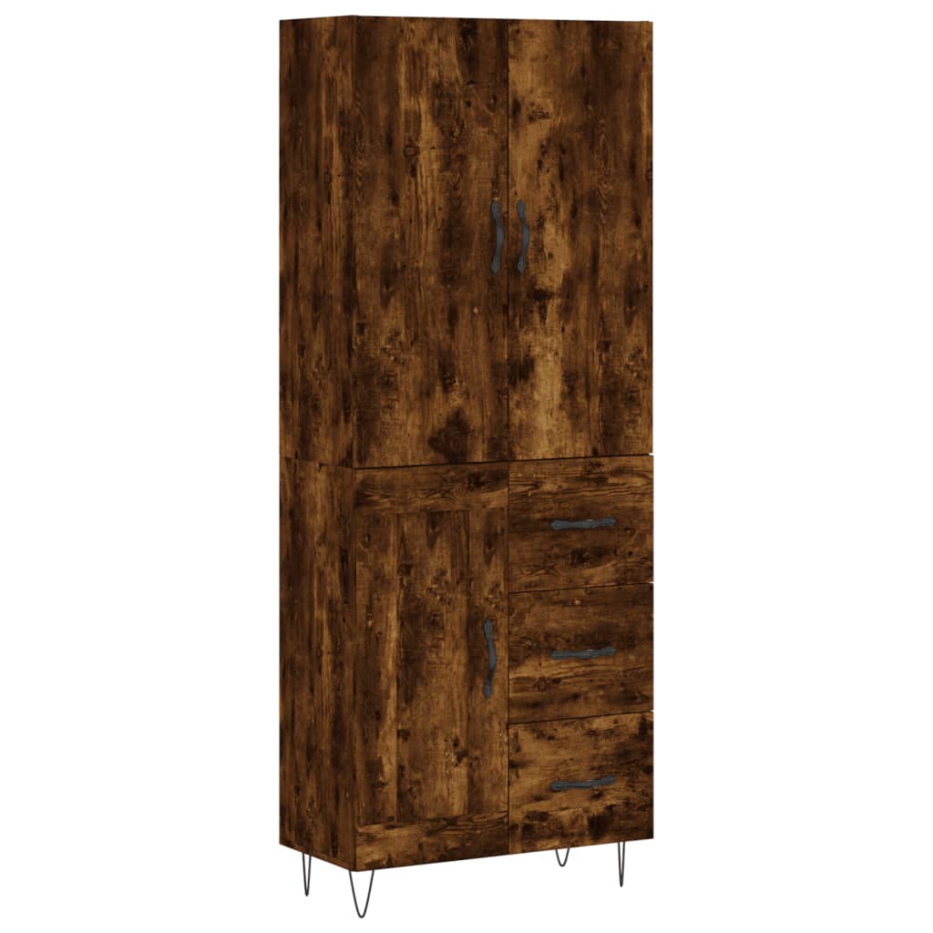 vidaXL Highboard Smoked Oak 69.5x34x180 cm Engineered Wood