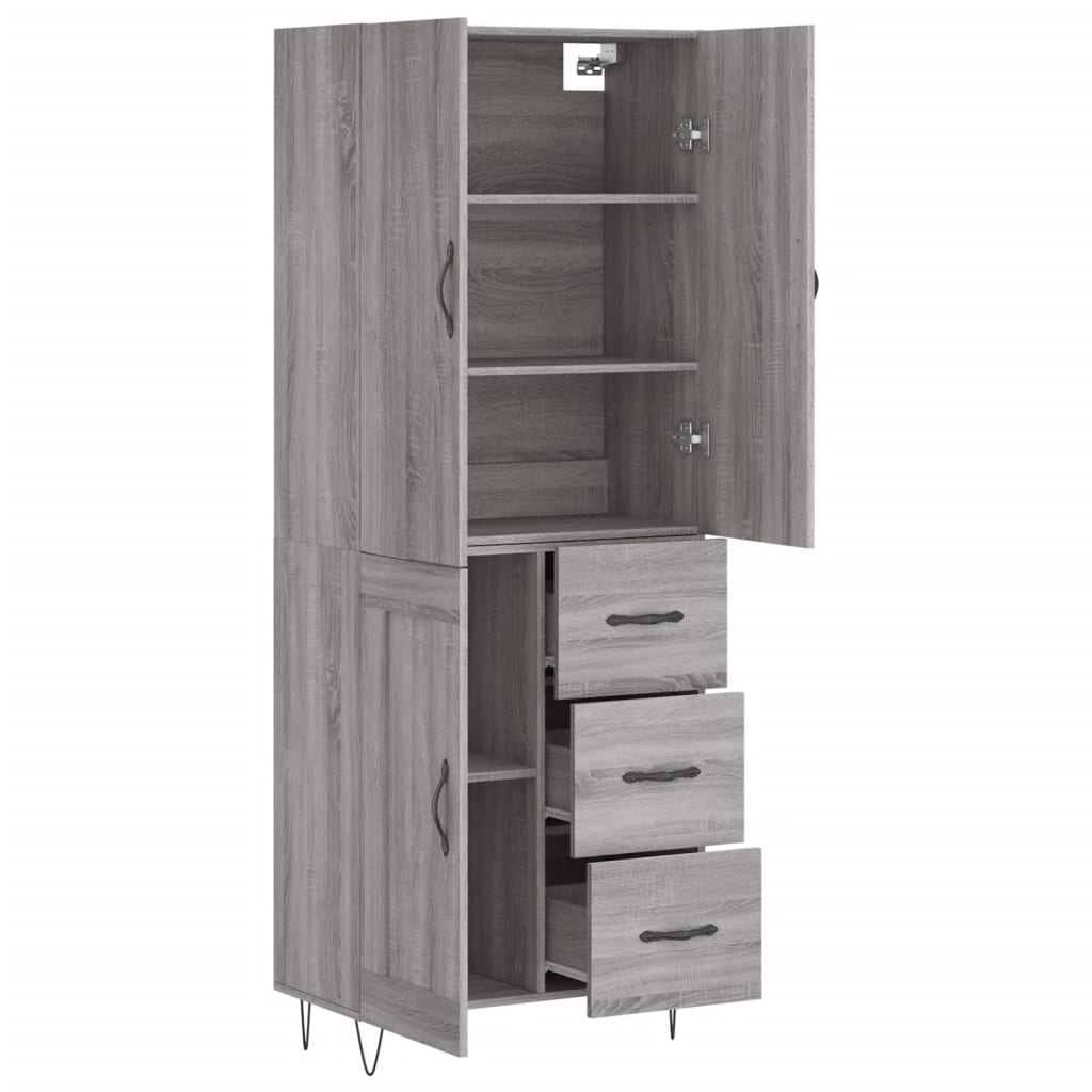Highboard Grey Sonoma 69,5x34x180 cm Engineered Wood