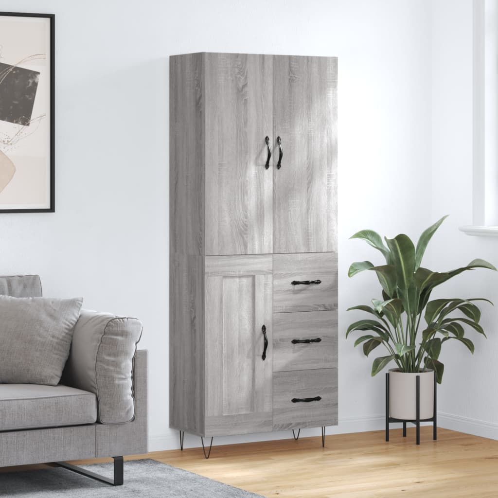 Highboard Grey Sonoma 69,5x34x180 cm Engineered Wood