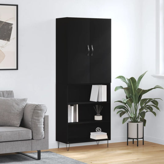 vidaXL Highboard Black 69.5x34x180 cm Engineered Wood