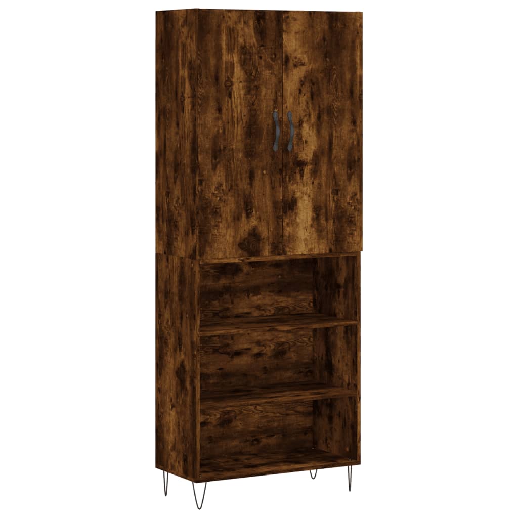 vidaXL Highboard Smoked Oak 69.5x34x180 cm Engineered Wood