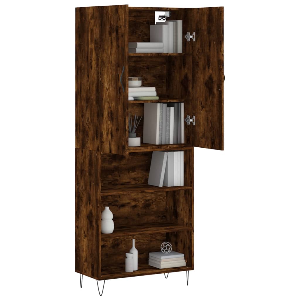 vidaXL Highboard Smoked Oak 69.5x34x180 cm Engineered Wood