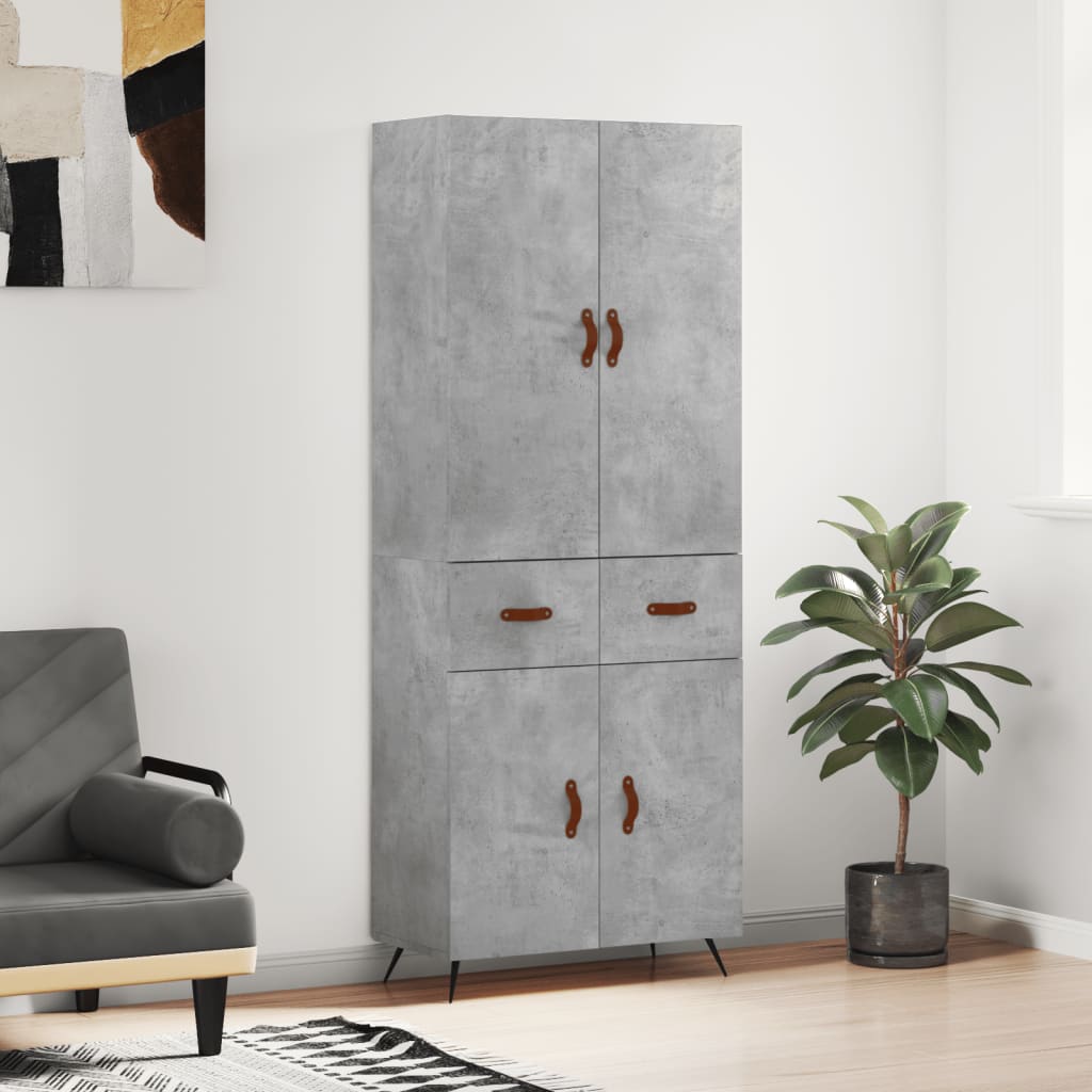Highboard Concrete Grey 69,5x34x180 cm Engineered Wood