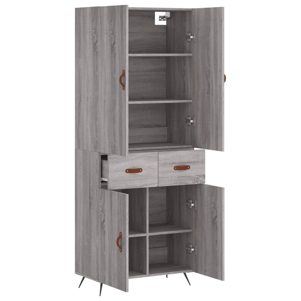 Highboard Grey Sonoma 69,5x34x180 cm Engineered Wood
