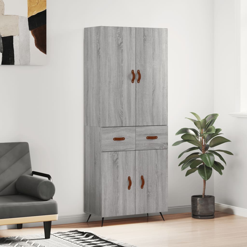 Highboard Grey Sonoma 69,5x34x180 cm Engineered Wood