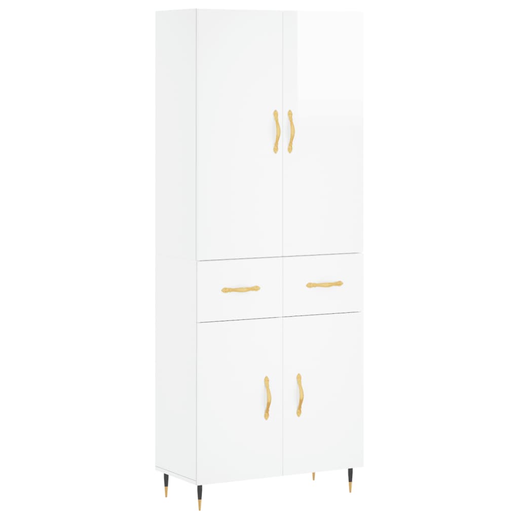 vidaXL Highboard High Gloss White 69.5x34x180 cm Engineered Wood