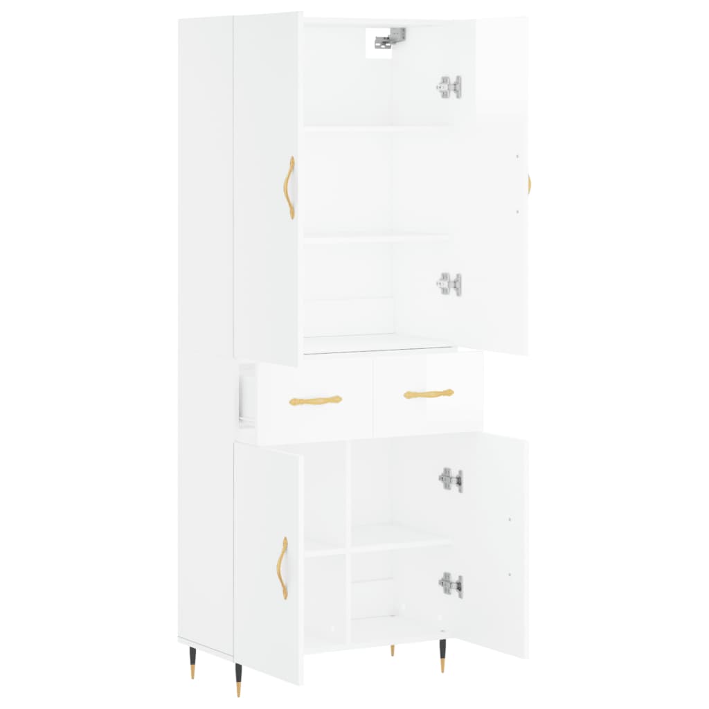 vidaXL Highboard High Gloss White 69.5x34x180 cm Engineered Wood